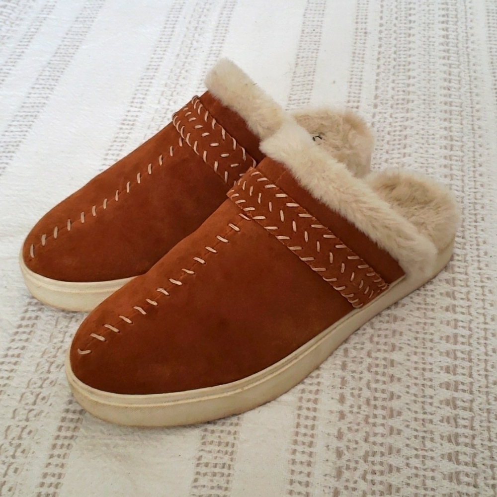 Lands end Sherpa lined slip on clog/mule indoor outdoor shoe, women's size 8